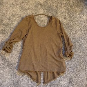 Open back brown sweater